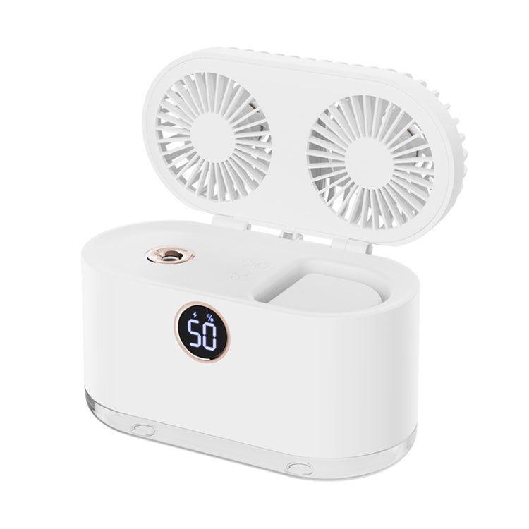 WT-818 Dual-leaf Spray Smart Digital Display Desktop Fan Night Light Humidification Cooler(White) - HoMEdemic™ 