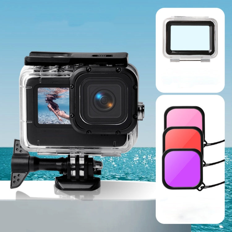 Waterproof Case + Touch Back Cover + Purple Red Pink Lens Filter for GoPro HERO10 Black / HERO9 Black - HoMEdemic™ 