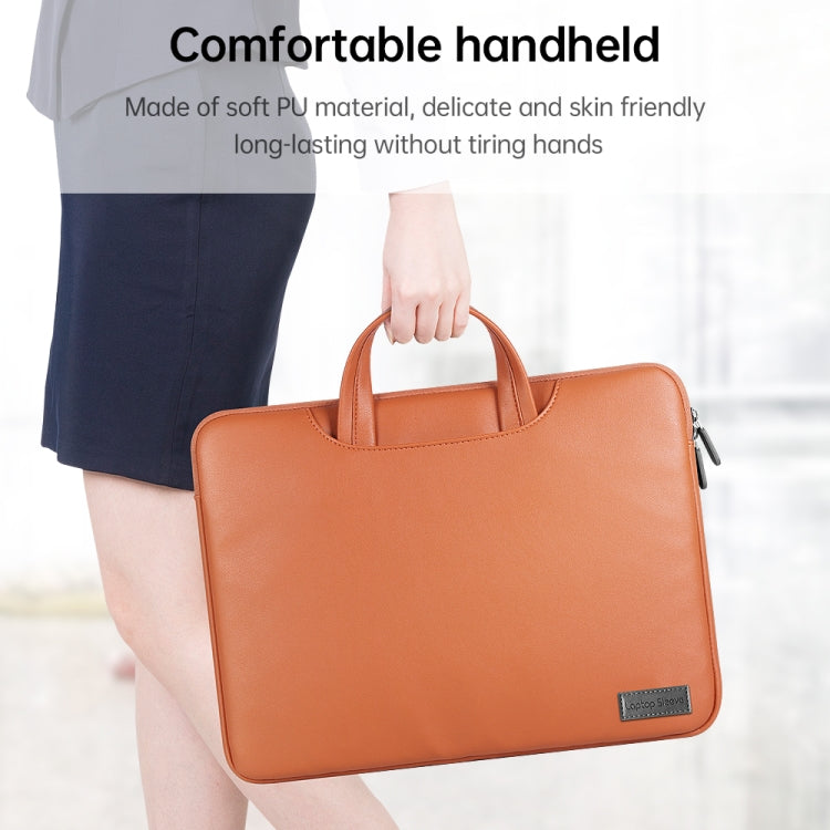 Waterproof PU Laptop Bag Inner Bag with Power Pack, Size:13 / 14 inch(Brown) - HoMEdemic™ 