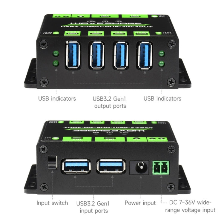 Waveshare 23929 USB HUB, Extending 4 X USB 3.2 Ports, Switchable Dual Hosts, Multi Protections - HoMEdemic™ 