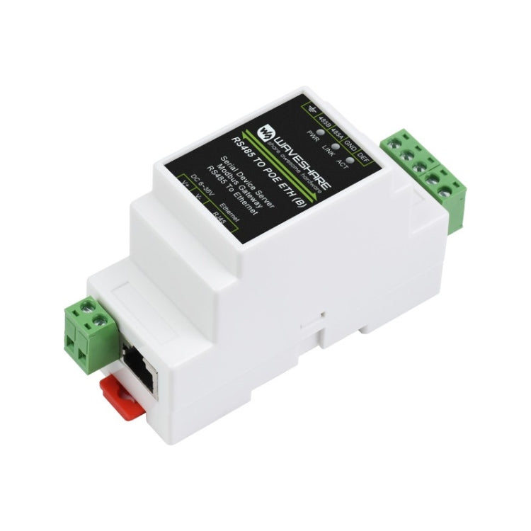 Waveshare Din Rail RS485 to RJ45 Serial Server with POE Function, 23273 - HoMEdemic™ 