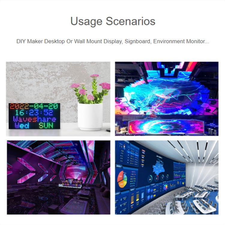 Waveshare RGB Full-color LED Matrix Panel, 5mm Pitch, 64x32 Pixels, Adjustable Brightness(25848) - HoMEdemic™ 