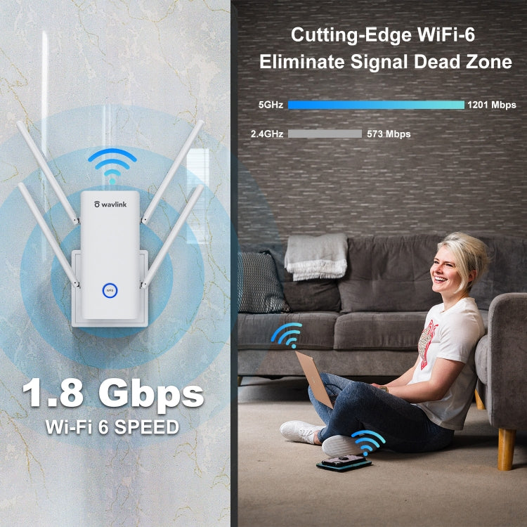 Wavlink AERIAL D4X AX1800Mbps Dual Frequency WiFi Signal Amplifier WiFi6 Extender(UK Plug) - HoMEdemic™ 