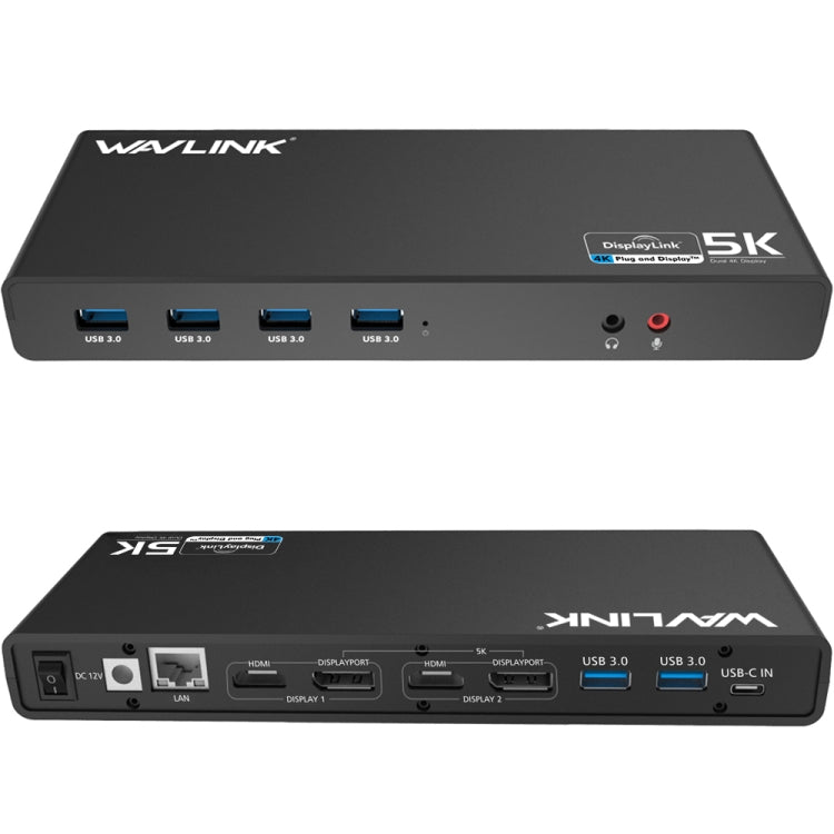 Wavlink UG69DK1 5K Type-C Dual Display USB 3.0 Video Gigabit Ethernet HDMI Docking Station, Plug:AU Plug - HoMEdemic™ 
