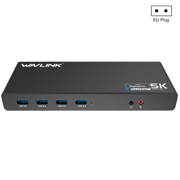 Wavlink UG69DK1 5K Type-C Dual Display USB 3.0 Video Gigabit Ethernet HDMI Docking Station, Plug:EU Plug - HoMEdemic™ 