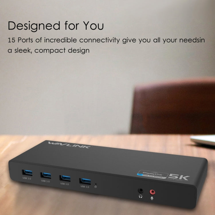 Wavlink UG69DK1 5K Type-C Dual Display USB 3.0 Video Gigabit Ethernet HDMI Docking Station, Plug:EU Plug - HoMEdemic™ 