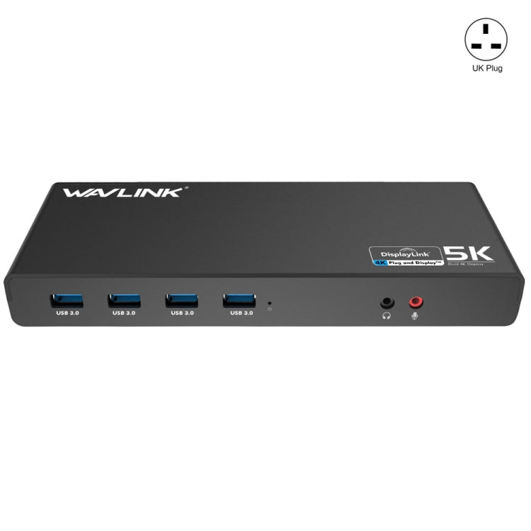 Wavlink UG69DK1 5K Type-C Dual Display USB 3.0 Video Gigabit Ethernet HDMI Docking Station, Plug:UK Plug - HoMEdemic™ 