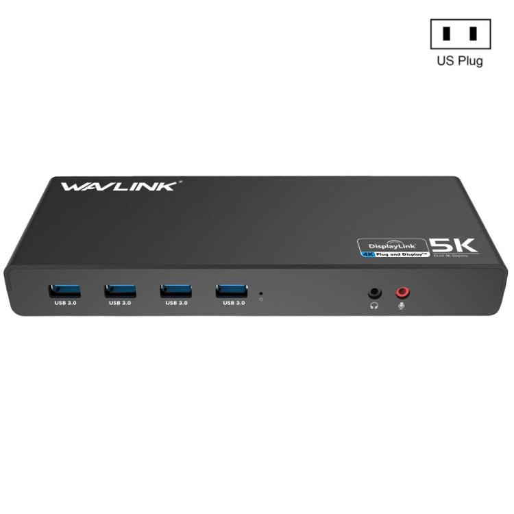 Wavlink UG69DK1 5K Type-C Dual Display USB 3.0 Video Gigabit Ethernet HDMI Docking Station, Plug:US Plug - HoMEdemic™ 