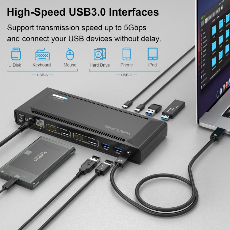 Wavlink UG69PD2 Dual 4K Fast Charging Integrated Docking Station, Plug:EU Plug - HoMEdemic™ 