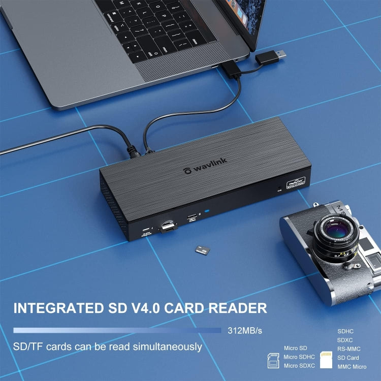 Wavlink UG69PD8 100W PD 18 in 1 Type-C Dock Compatible Type-C Universal Docking Station, Plug:EU Plug - HoMEdemic™ 
