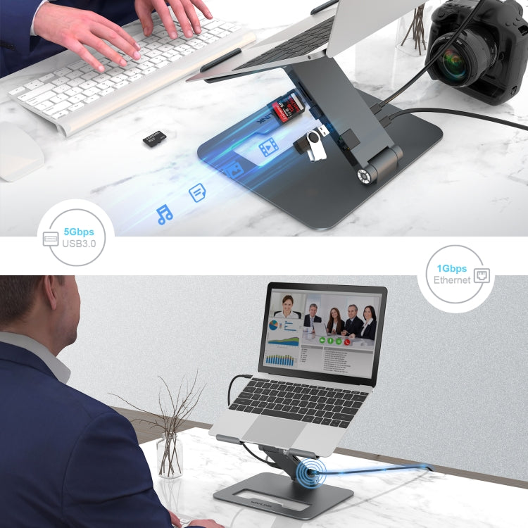 Wavlink UMD07 Adjustable Aluminum Ergonomic Portable Laptop Stand Type-C Docking Station - HoMEdemic™ 