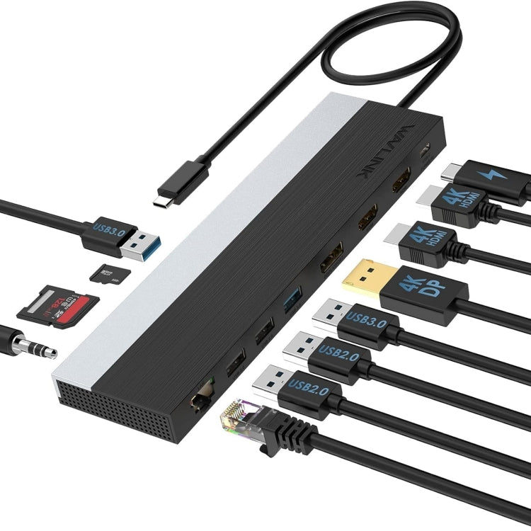 Wavlink UMD08 DisplayPort 12 in 1 Type-C Triple Display Docking Station - HoMEdemic™ 