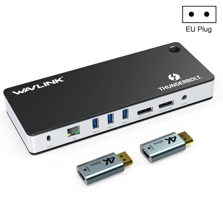 Wavlink UTD21H 60W Host Charging Thunderbolt 3 Docking Station 4K Dual Display 11 in 1 Ports, Plug:EU Plug - HoMEdemic™ 