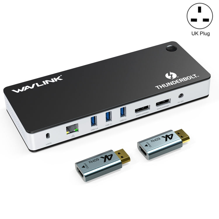 Wavlink UTD21H 60W Host Charging Thunderbolt 3 Docking Station 4K Dual Display 11 in 1 Ports, Plug:UK Plug - HoMEdemic™ 