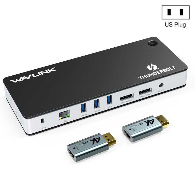 Wavlink UTD21H 60W Host Charging Thunderbolt 3 Docking Station 4K Dual Display 11 in 1 Ports, Plug:US Plug - HoMEdemic™ 