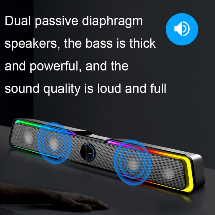 Wired+Bluetooth Version DHE6002S RGB Lights HiFi Sound Effect Computer Audio Desktop Long Strip Speakers - HoMEdemic™ 