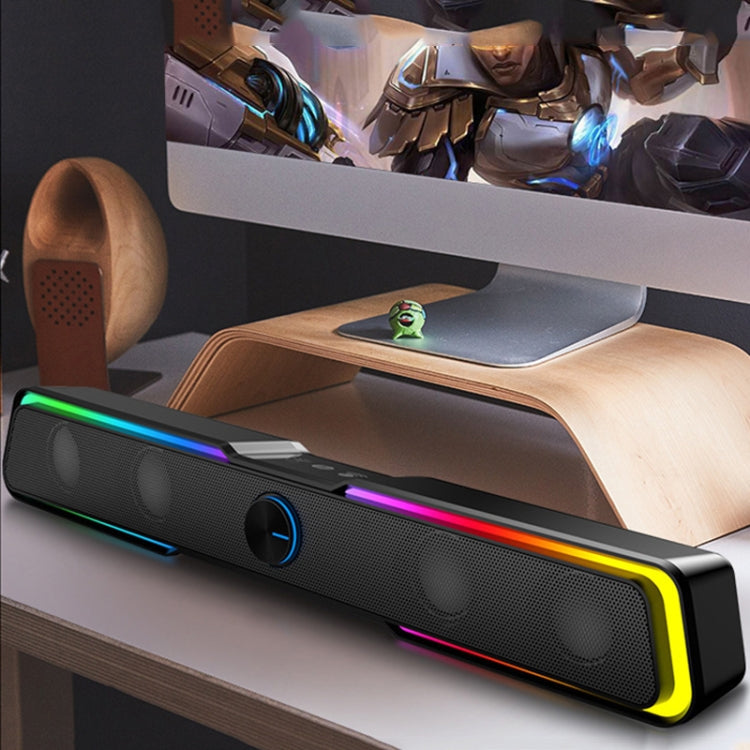 Wired+Bluetooth Version DHE6002S RGB Lights HiFi Sound Effect Computer Audio Desktop Long Strip Speakers - HoMEdemic™ 