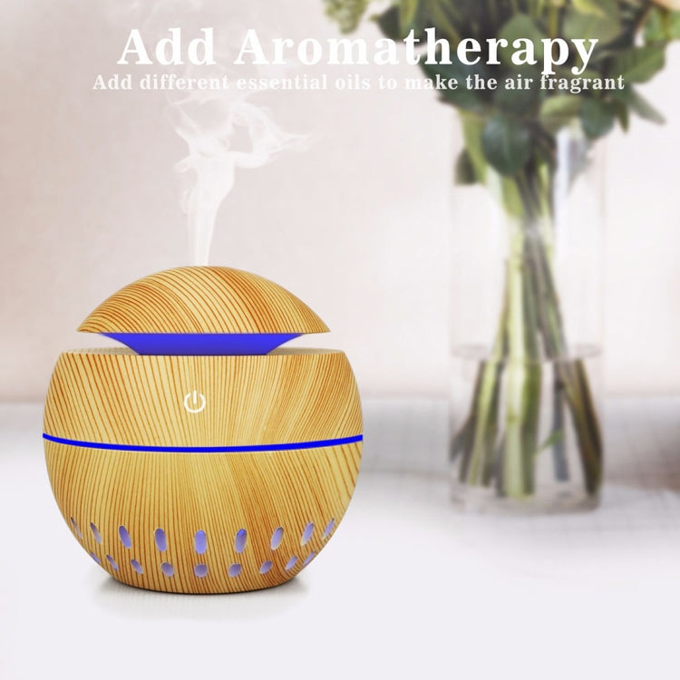 Wood Grain USB Hollowed-out Humidifier Seven Color Aromatherapy Lamp Automatic Alcohol Sprayer with Remote Control(Dark Brown-2) - HoMEdemic™ 