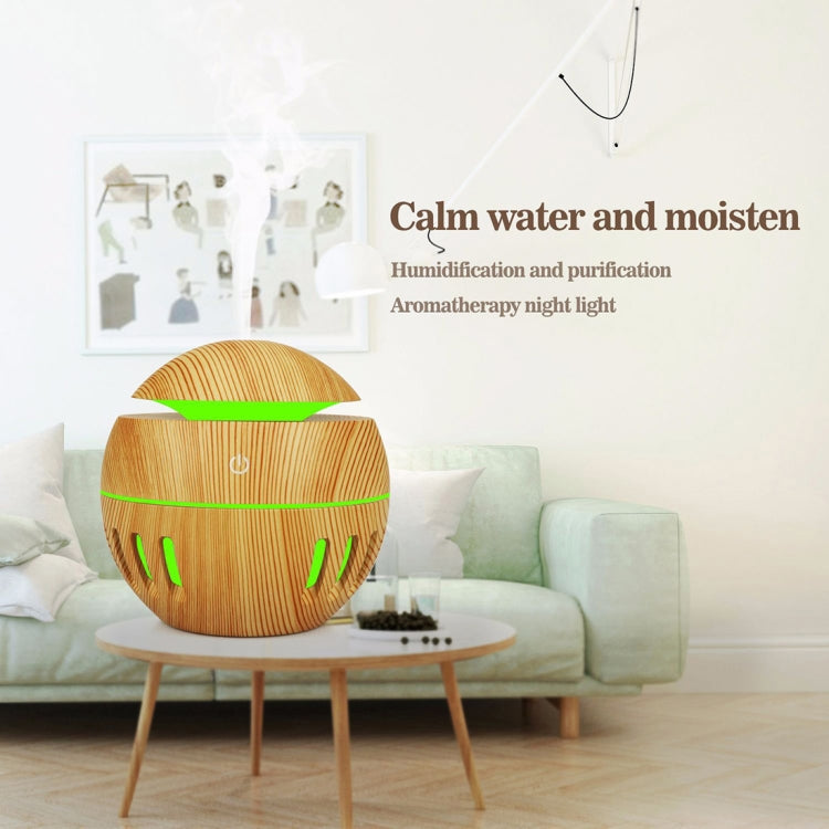 Wood Grain USB Hollowed-out Humidifier Seven Color Aromatherapy Lamp Automatic Alcohol Sprayer with Remote Control(Dark Brown-2) - HoMEdemic™ 