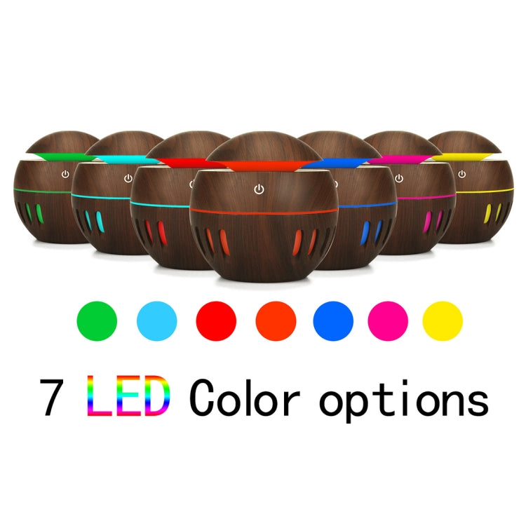 Wood Grain USB Hollowed-out Humidifier Seven Color Aromatherapy Lamp Automatic Alcohol Sprayer with Remote Control(Dark Brown-3) - HoMEdemic™ 