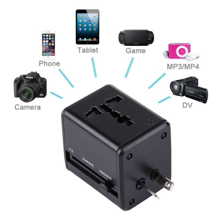 World-Wide Universal Travel Concealable Plugs Adapter with & Built-in Dual USB Ports Charger for US, UK, AU, EU - HoMEdemic™ 