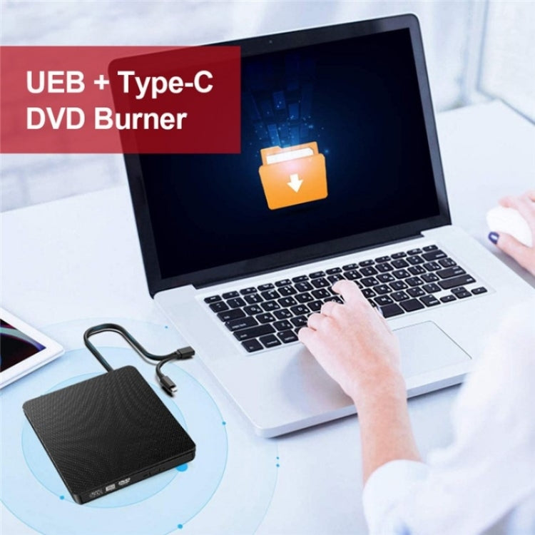 XD009 External CD Reader VCD Burner Ultra-thin Design Laptop Computer USB 3.0+Type-C DVD Drive - HoMEdemic™ 