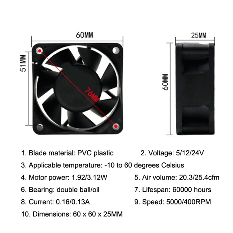 XIN RUI FENG 24V Oil Bearing 6cm Quiet DC Cooling Fan - HoMEdemic™ 