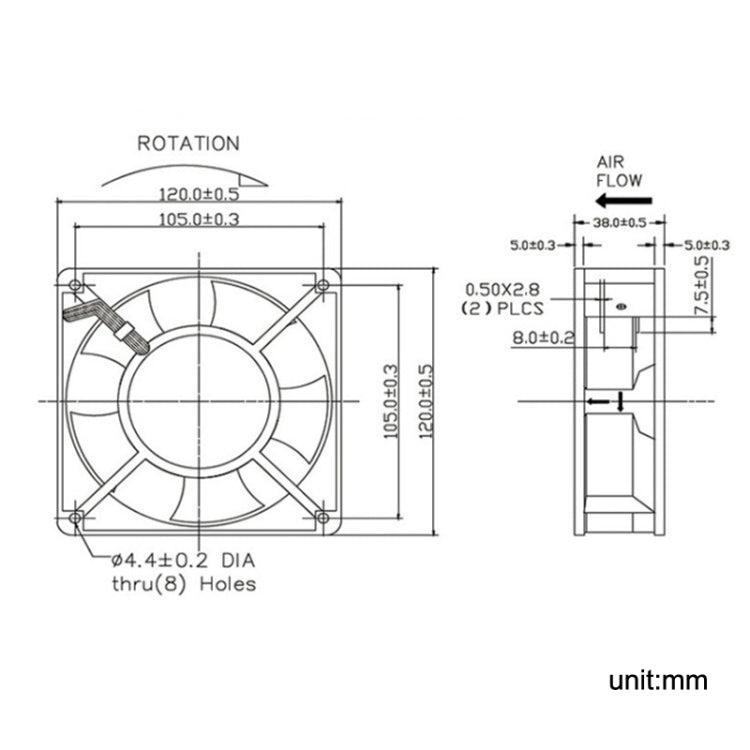 XIN RUI FENG XRX12038 380V Double Roller Cooling Fan 12cm Cabinet Power Distribution Cabinet Shaft - HoMEdemic™ 
