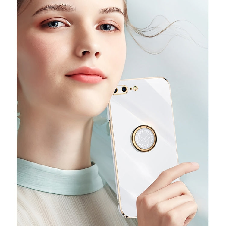 XINLI Straight Edge 6D Electroplate TPU Phone Case with Ring Holder For iPhone 6 / 6s(White) - HoMEdemic™ 