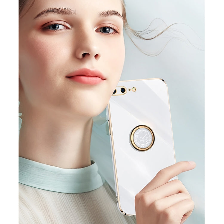 XINLI Straight Edge 6D Electroplate TPU Phone Case with Ring Holder For iPhone 8 Plus / 7 Plus(Hawthorn Red) - HoMEdemic™ 