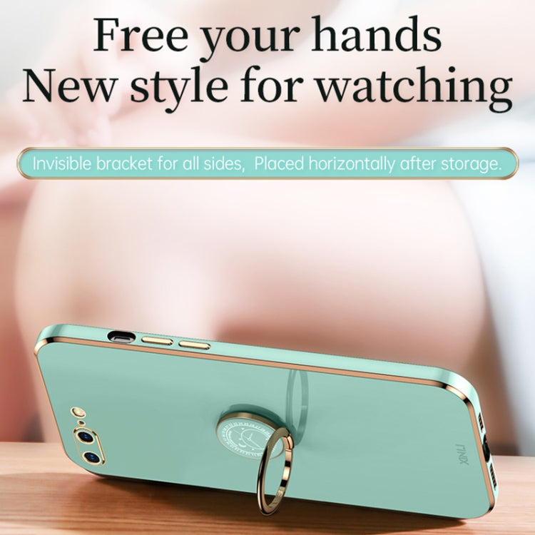 XINLI Straight Edge 6D Electroplate TPU Phone Case with Ring Holder For iPhone 8 Plus / 7 Plus(Mint Green) - HoMEdemic™ 