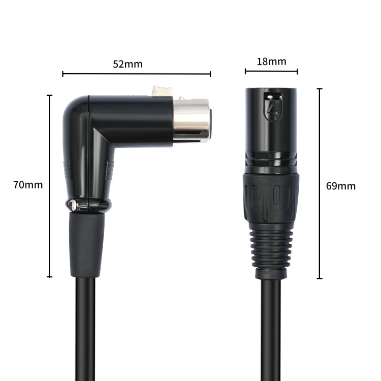 XK041L XLR 3pin Straight Male to Elbow Female Audio Cable, Length:10m(Black) - HoMEdemic™ 