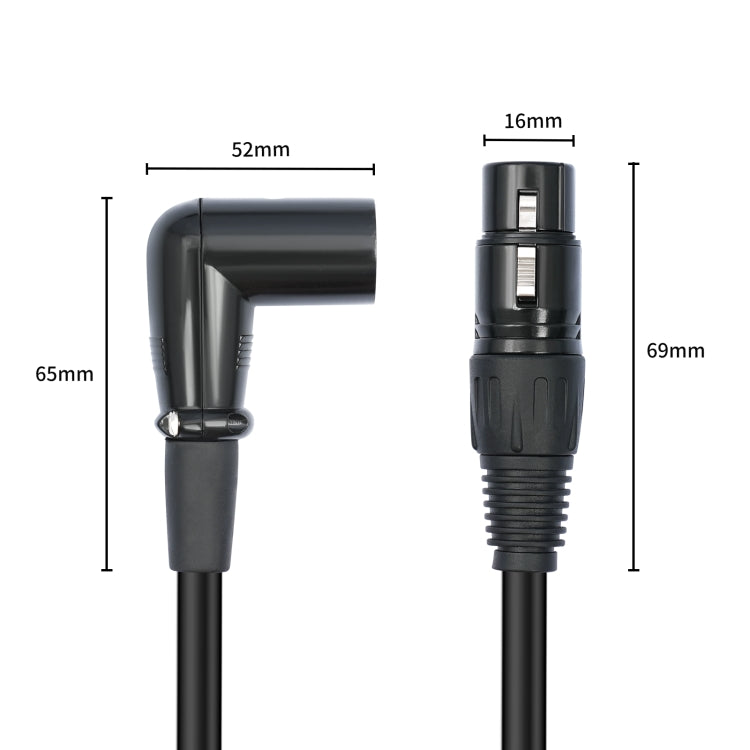XK042L XLR 3pin Straight Female to Elbow Male Audio Cable, Length:0.3m(Black) - HoMEdemic™ 