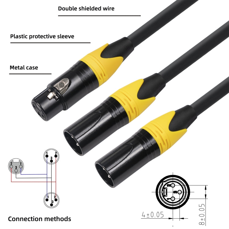 XK303MMF-10  3pin XLR Female to Dual XLR  Male Audio Cable, Length: 1m, XLR F to 2 x XLR M - HoMEdemic™ 