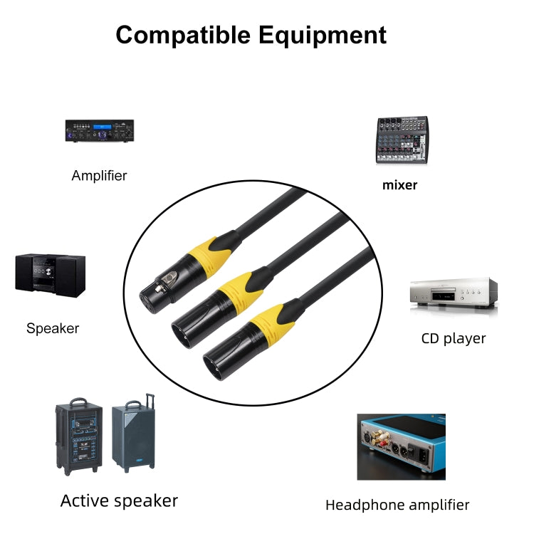 XK303MMF-10  3pin XLR Female to Dual XLR  Male Audio Cable, Length: 1m, XLR F to 2 x XLR M - HoMEdemic™ 