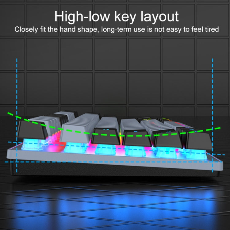XUNFOX K10 87-Keys Rainbow Blacklit USB Wired Gaming Keyboard, Cable Length: 1.5m(Grey Black) - HoMEdemic™ 