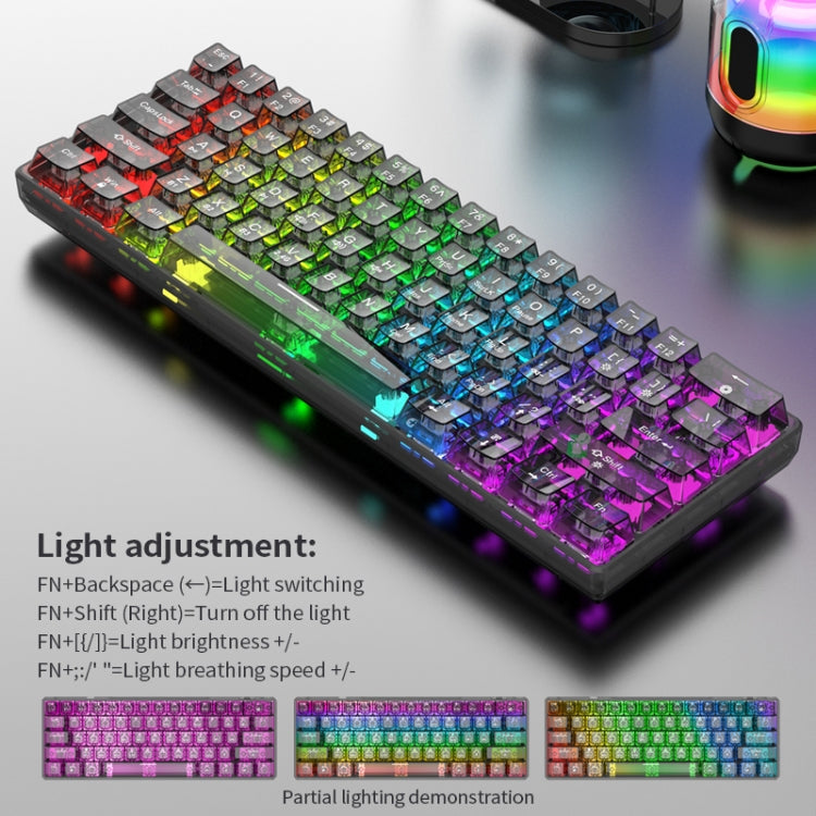 XUNFOX K30 Pro 2.4G + BT + Wired Transparent 61-Keys Mechanical White Axis Keyboard(Black) - HoMEdemic™ 
