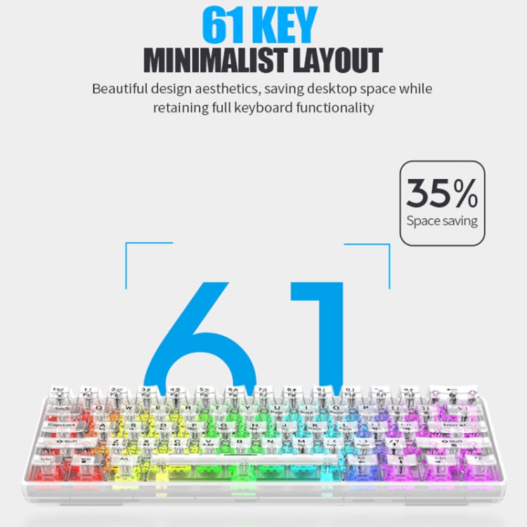XUNFOX K30 Pro 2.4G + BT + Wired Transparent 61-Keys Mechanical White Axis Keyboard(White) - HoMEdemic™ 