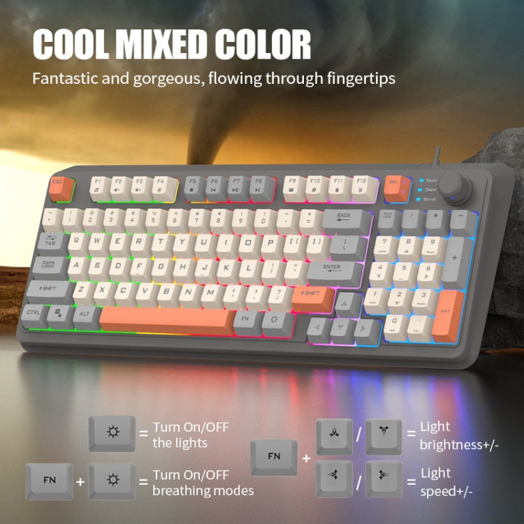 XUNFOX K82 Three-colors 94-Keys Blacklit USB Wired Gaming Keyboard, Cable Length: 1.5m(Shimmer) - HoMEdemic™ 