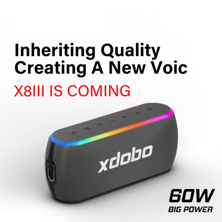 Xdobo X8 III BT5.3 IPX7 Wireless Speaker with RGB Light, Support Bluetooth/TF Card/USB/AUX(Grey) - HoMEdemic™ 