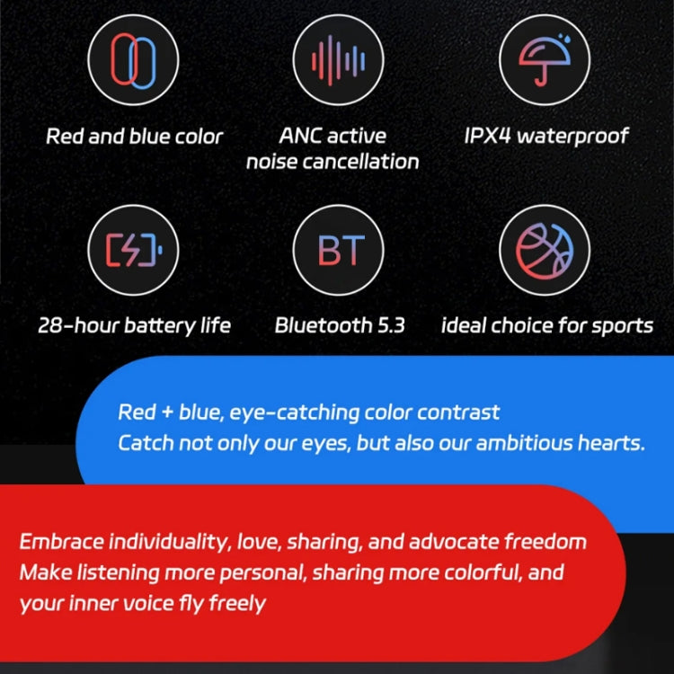 Xiaomi Youpin MIIIW Music Cube True Wireless Noise Reduction Bluetooth Earphone(Red Blue) - HoMEdemic™ 