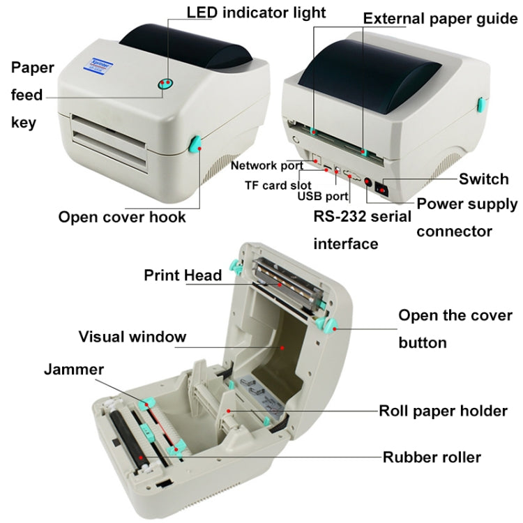 Xprinter XP-450B USB Port Supermarket Cashier Barcode Thermal Printer(EU Plug) - HoMEdemic™ 