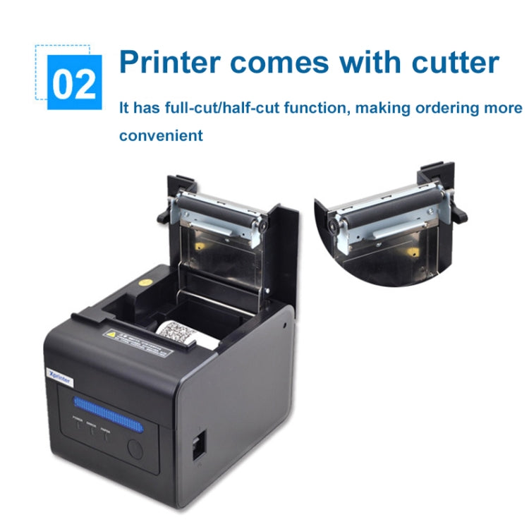 Xprinter XP-C300H 80mm Sound And Light Alarm Store Cashier Rreceipt Thermal Printer, Spec: USB+COM+LAN(US Plug) - HoMEdemic™ 