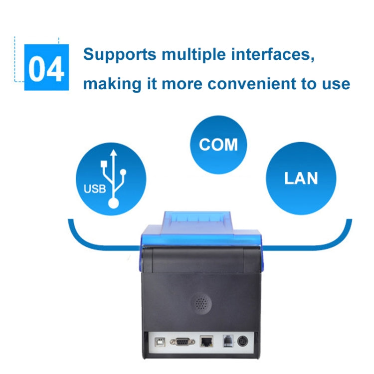 Xprinter XP-C300H 80mm Sound And Light Alarm Store Cashier Rreceipt Thermal Printer, Spec: USB+COM+LAN(US Plug) - HoMEdemic™ 