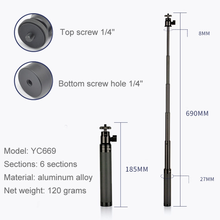YC669 With PTZ Extension Rod Stabilizer Dedicated Selfie Extension Rod for Feiyu G5 / SPG / WG2 Gimbal, DJI Osmo Pocket / Pocket 2 - HoMEdemic™ 