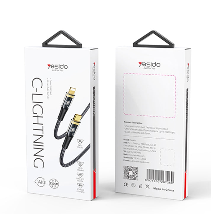 YESIDO CA102 PD 20W USB-C / Type-C to 8 Pin Braided Charging Data Cable, Length:2m(Black) - HoMEdemic™ 