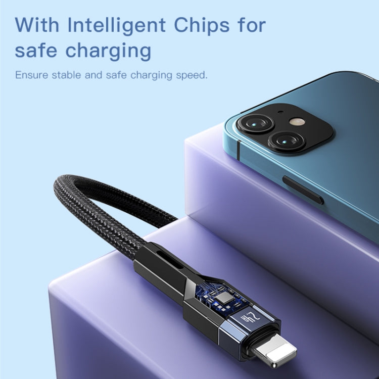 YESIDO CA107 1.2m 2.4A USB-C / Type-C to 8 Pin OD0.6 Charging Data Cable(Black+Blue) - HoMEdemic™ 