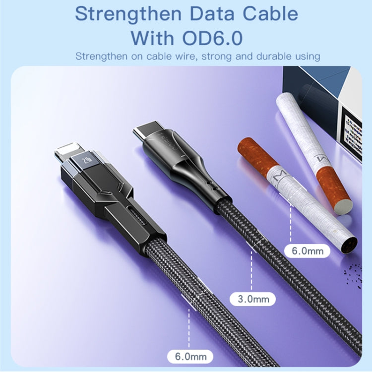 YESIDO CA107 1.2m 2.4A USB-C / Type-C to 8 Pin OD0.6 Charging Data Cable(Black+Blue) - HoMEdemic™ 