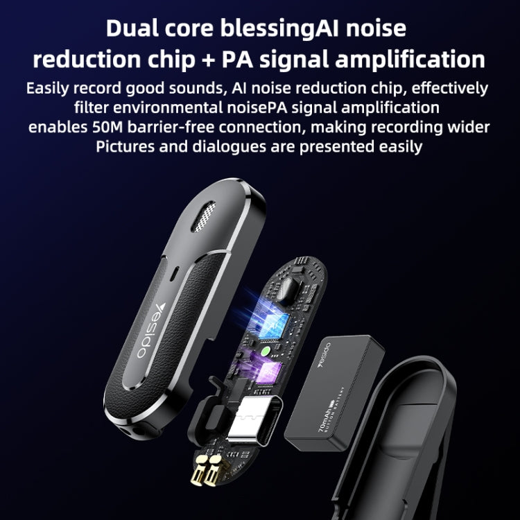 YESIDO KR16 2 in 1 Wireless Lavalier Microphone 8 Pin Receiver with Charging Box - HoMEdemic™ 