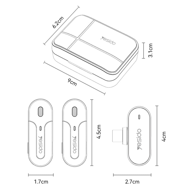 YESIDO KR16 2 in 1 Wireless Lavalier Microphone 8 Pin Receiver with Charging Box - HoMEdemic™ 